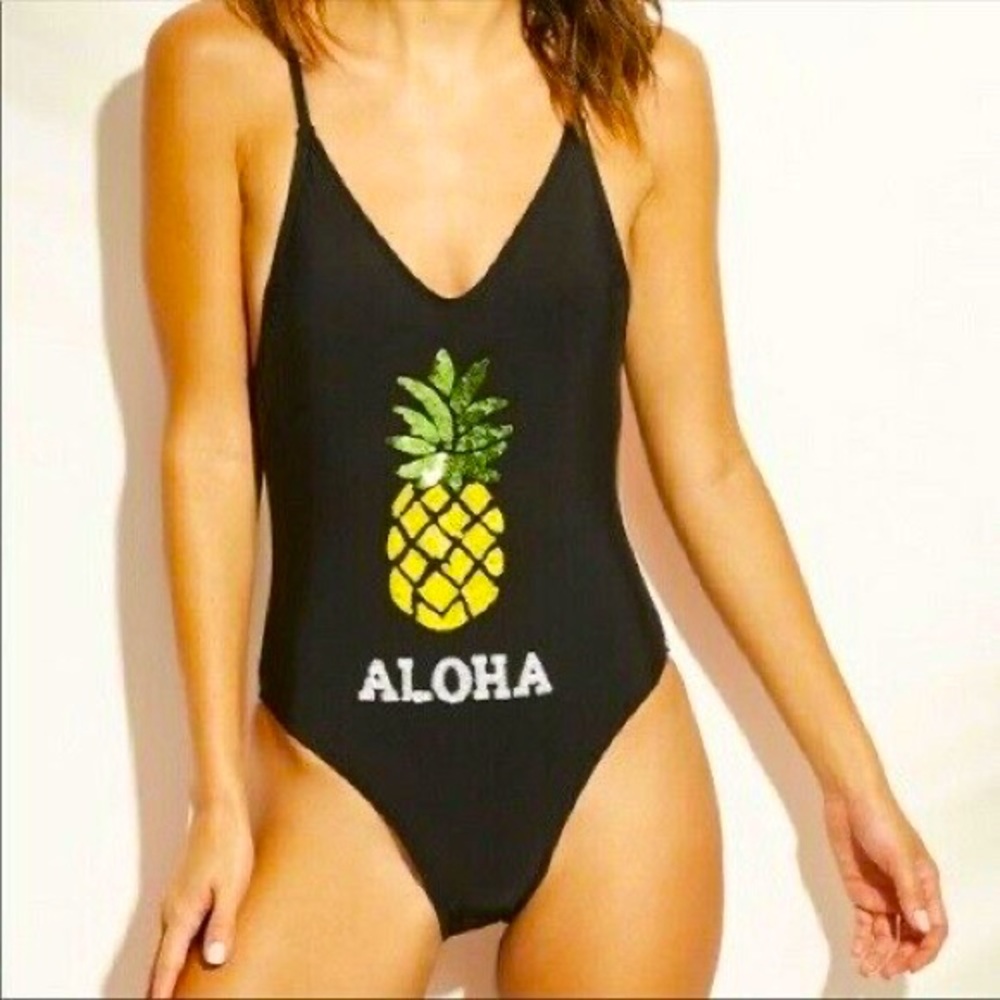 Xhilaration pineapple one piece swim suit